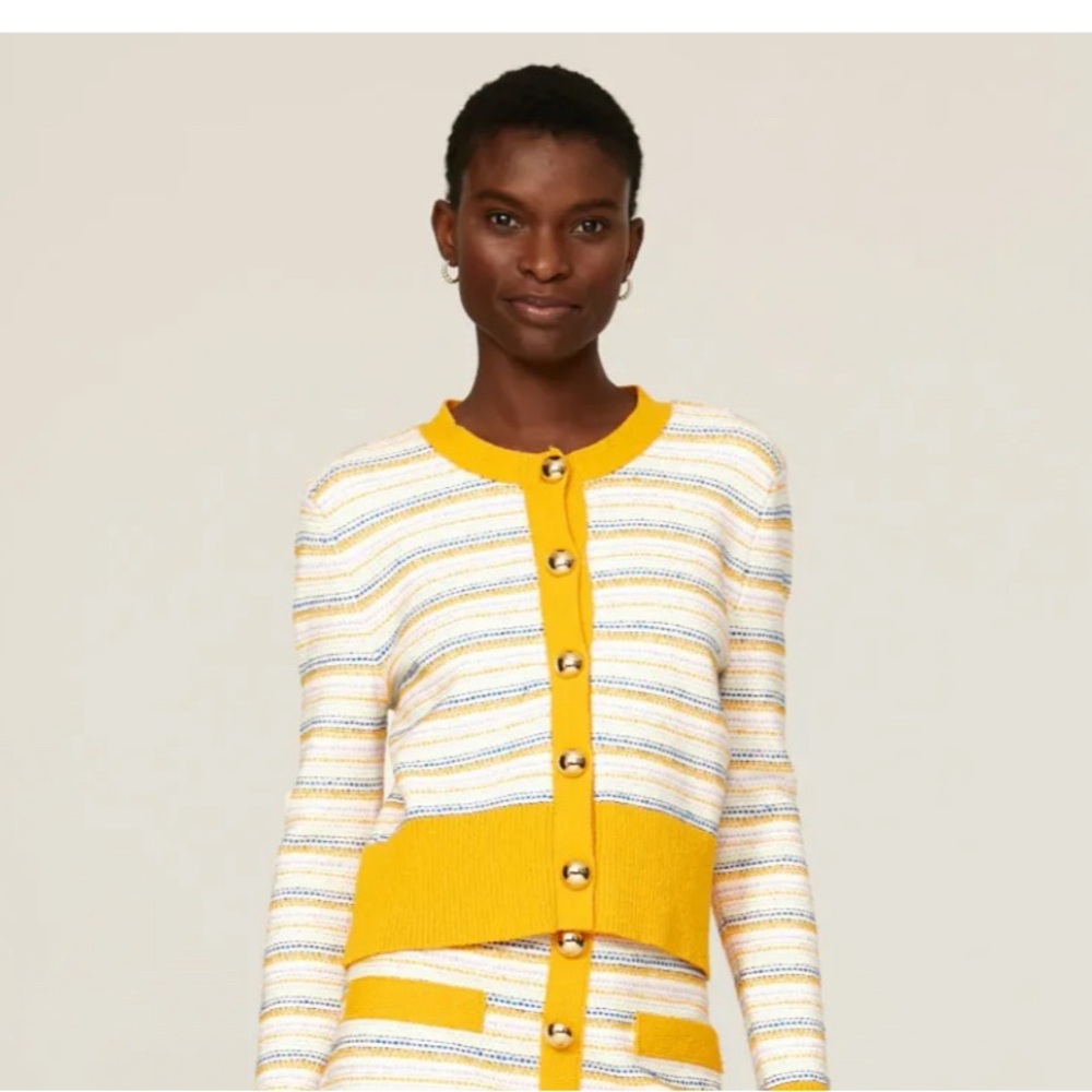 Milly Striped Tweed Cardigan.